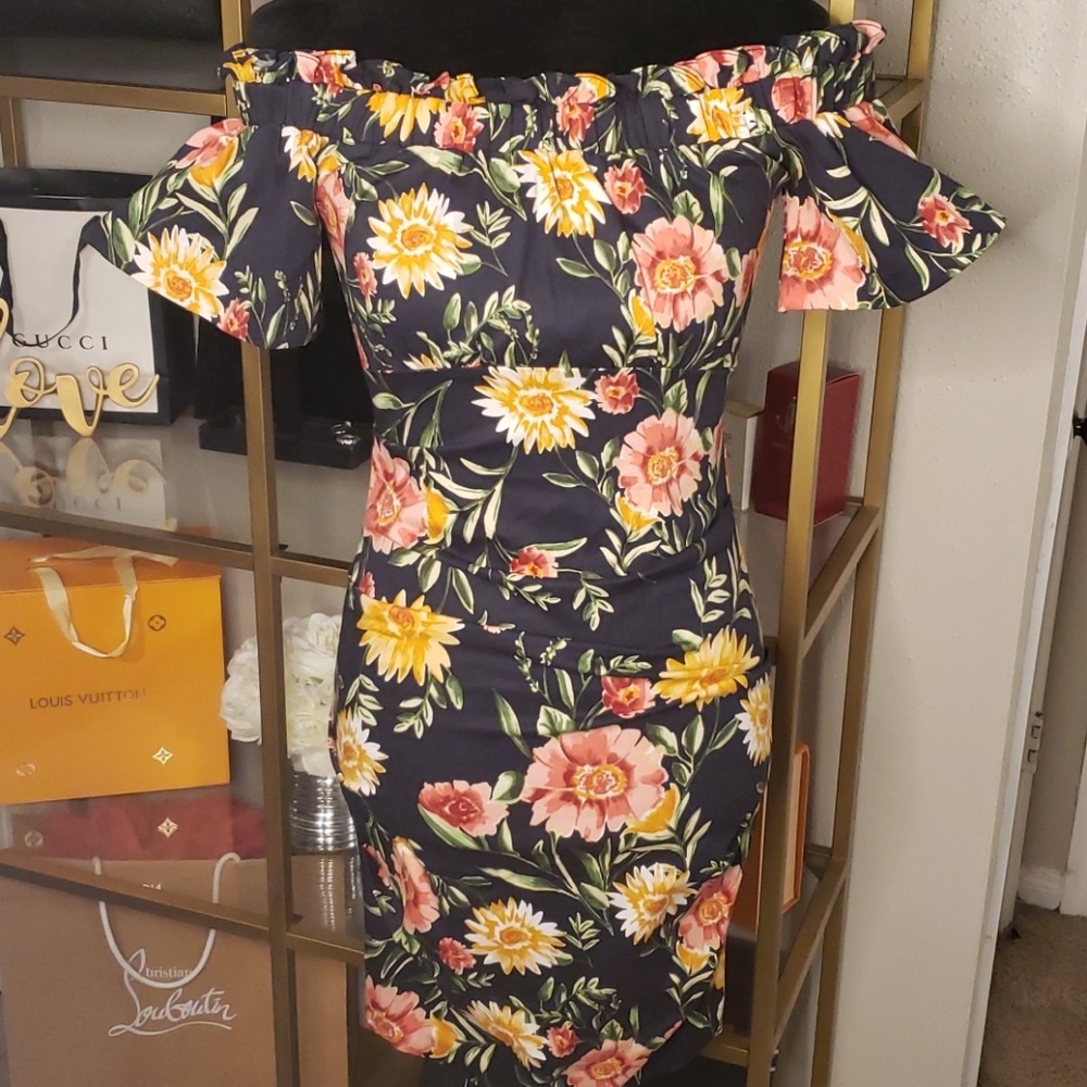 Floral off shoulder dress NWT